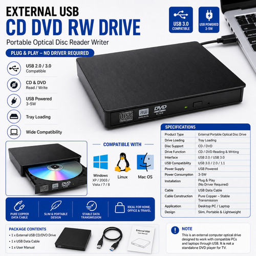 Slim external dvd drive - external, cd/dvd